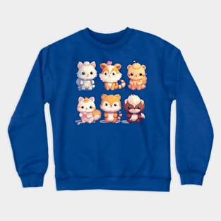 Sześć Uroczych Zwierząt w Stylu Kawaii Crewneck Sweatshirt